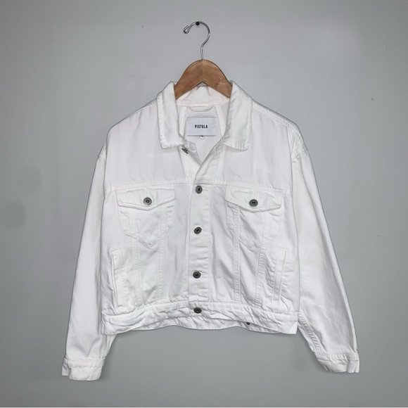 Pistola‎ “Icebreaker” Jean Jacket White  Denim Button Down Women’s Size Small - Picture 2 of 7